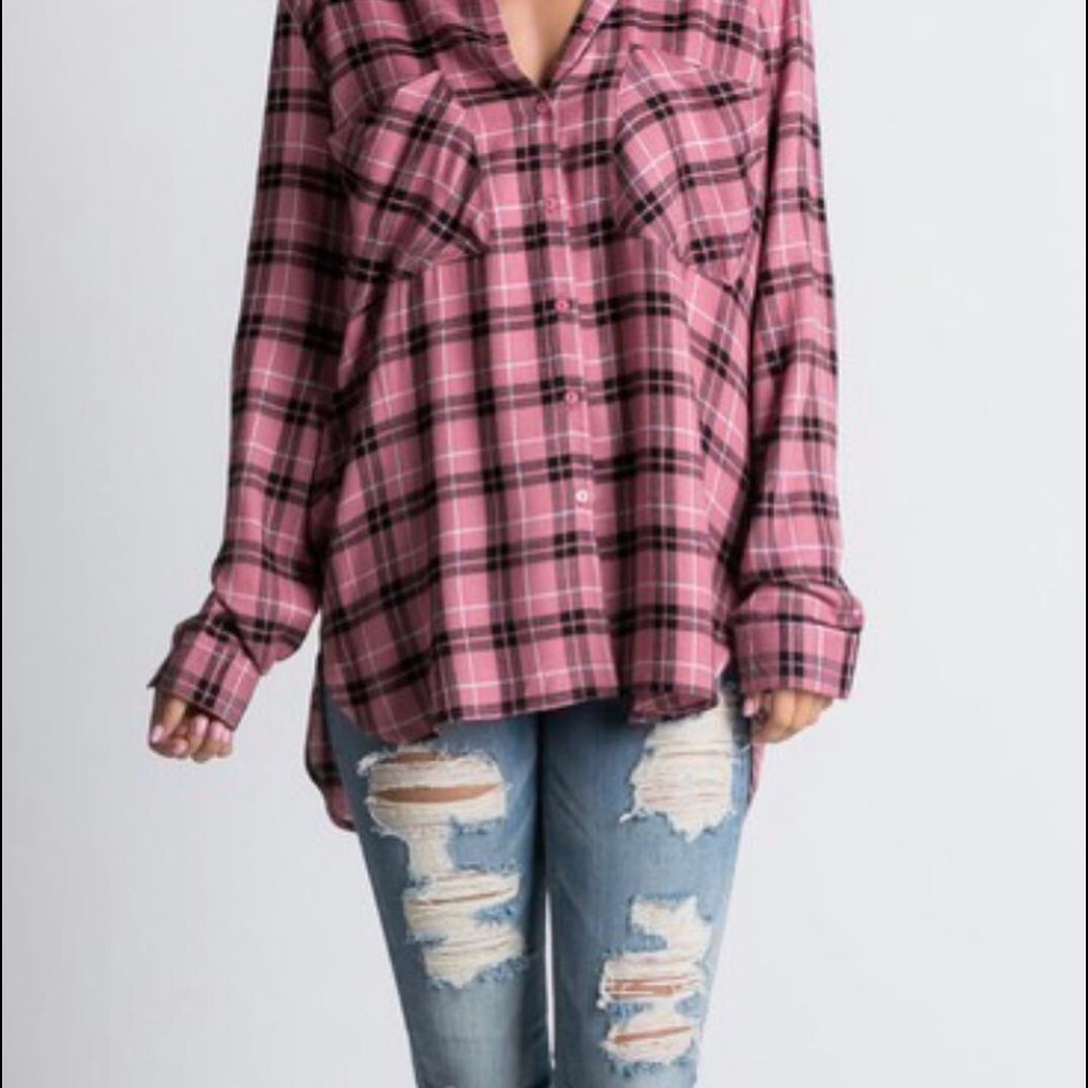 Plaid button up long sleeve (new)
